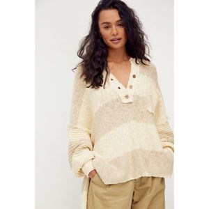 NWOT Free People Road Trip Stripe Henley Sweater